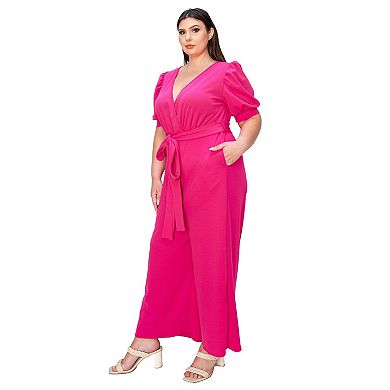 Iris Surplice Belted Pocket Jumpsuit