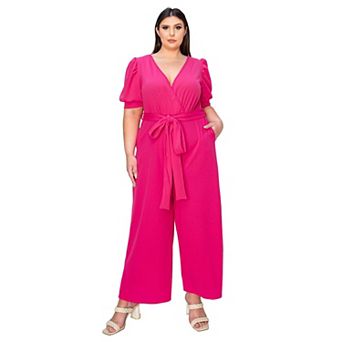 Iris Surplice Belted Pocket Jumpsuit