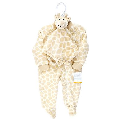 Hudson Baby Infant Boy Flannel Plush Sleep and Play and Security Toy, Giraffe, 0-3 Months