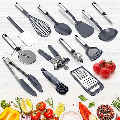 Lux Decor Collection 23 Piece Kitchen Utensil Set Nylon & Stainless Steel Cooking Utensils