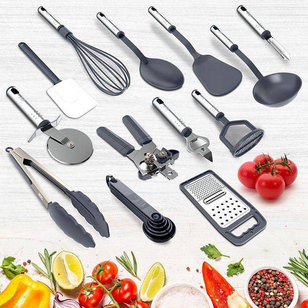 Kitchen Utensil Set 24 Nylon and Stainless Steel Utensil Set, Non