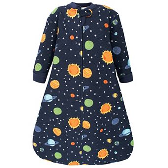 Hudson Baby Infant Boy Premium Quilted Long Sleeve Sleeping Bag and Wearable Blanket, Solar System