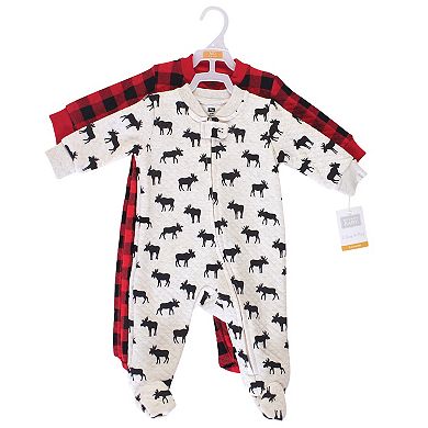 Hudson Baby Infant Boy Premium Quilted Zipper Sleep and Play 2pk, Moose