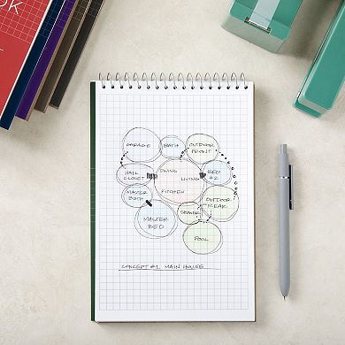 6 Pack Spiral Bound Graph Paper Notebooks for College Writing, Sketching, 6x9 In