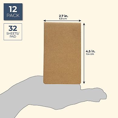 12 Pack Small Pocket Notepad, Kraft Paper Notebook, 64 Lined Pages (2.7x4.5 In)