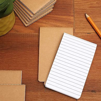 12 Pack Small Pocket Notepad, Kraft Paper Notebook, 64 Lined Pages (2.7x4.5 In)