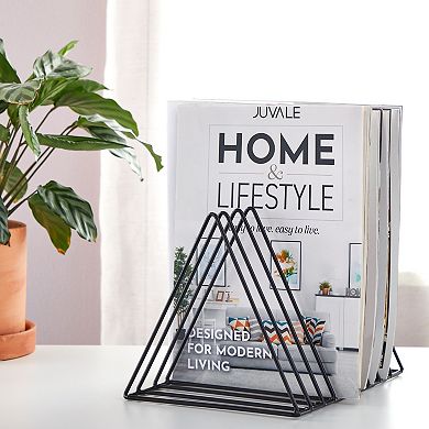 2-pack File Folder Organizer For Desk - Triangle Holder For Magazines (black)