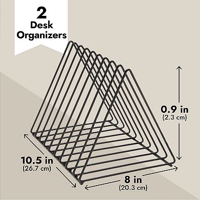 2-pack File Folder Organizer For Desk - Triangle Holder For Magazines (black)