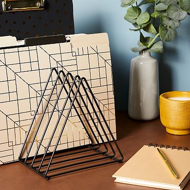 2-pack File Folder Organizer For Desk - Triangle Holder For Magazines (black)