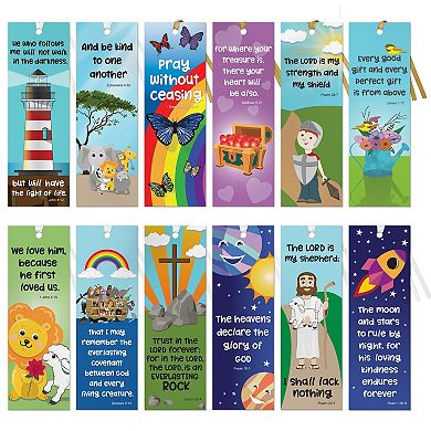 72 Pack Christian Bookmarks Bulk, 12 Bible Verse Quotes For Kids Easter, 6 X 2"