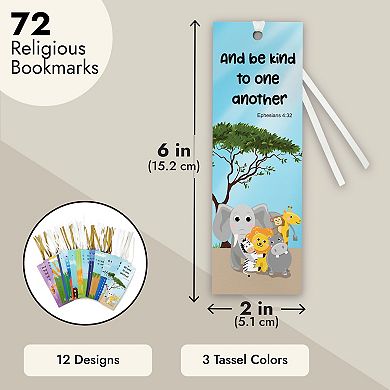72 Pack Christian Bookmarks Bulk, 12 Bible Verse Quotes For Kids Easter, 6 X 2"