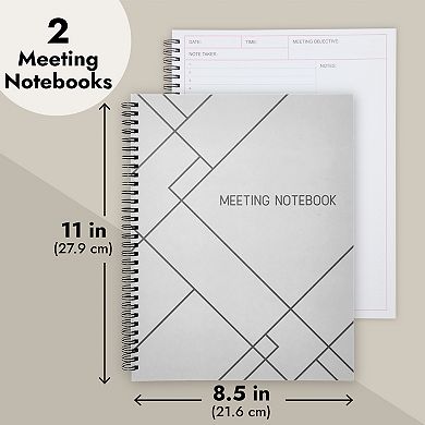 2 Pack Meeting Notebooks for Work Organization, Office and Daily Notes, 80 Sheets, Spiral Bound Planner (8.5 x 11 In)