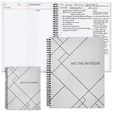 2 Pack Meeting Notebooks for Office Notes, 80 Sheets, Spiral Bound, 8.5 x 11 in