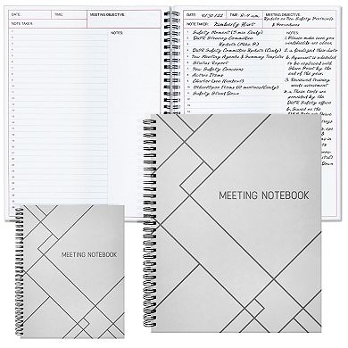 2 Pack Meeting Notebooks for Work Organization, Office and Daily Notes, 80 Sheets, Spiral Bound Planner (8.5 x 11 In)