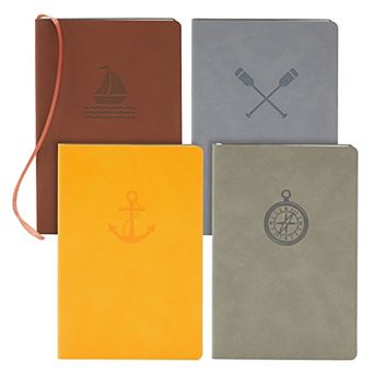 4 Pack A5 Journal Notebook, Faux Leather Lined for Writing Men Work 5.7" X 8.4"