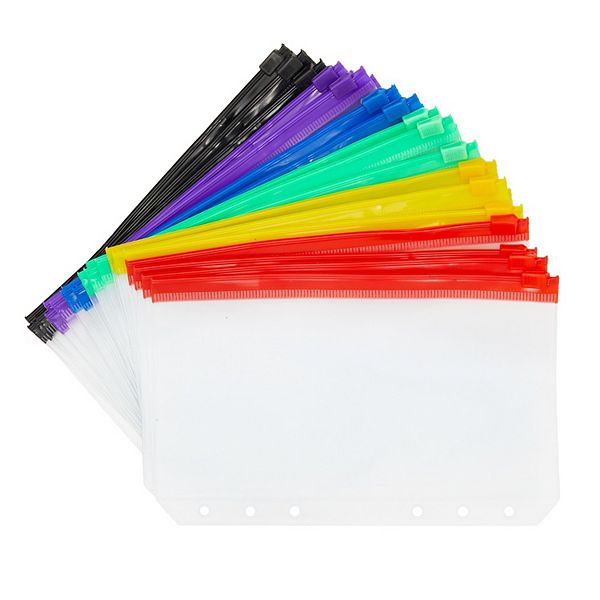 A6 Binder Pockets with Zipper, Clear Cash Envelopes for Budgeting (6