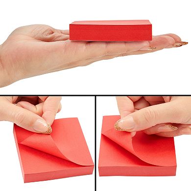 8 Pack Bright Red Sticky Notes with 100 Self-Stick Sheets Per Pad, 3 x 3 In