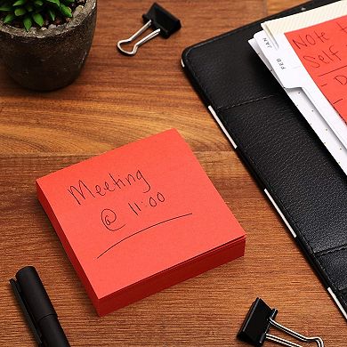 8 Pack Bright Red Sticky Notes with 100 Self-Stick Sheets Per Pad for Daily Memos, Lists, Office Supplies (3 x 3 In)