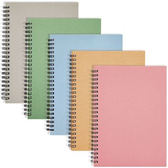 5 Pack Spiral Bound Journal, Bulk, 6x8 Notebook With 120 Lined Pages, 5 Colors
