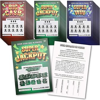 30 Pack Funny Realistic Fake Lottery Tickets And Scratch Off Cards, 3 Designs