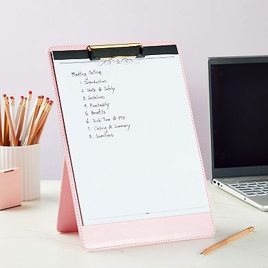 Pink Standing Clipboard with Stand Up Clip Board for Desk, Letters, 9 x 13 In
