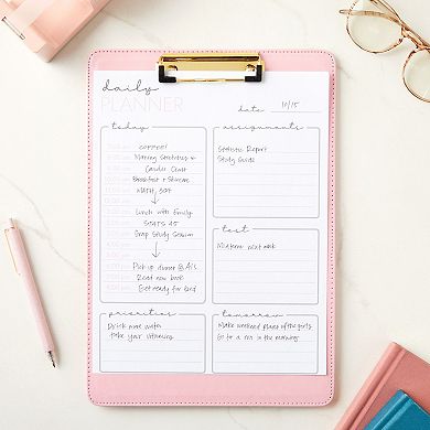 Pink Standing Clipboard with Stand Up Clip Board for Desk, Letters, 9 x 13 In