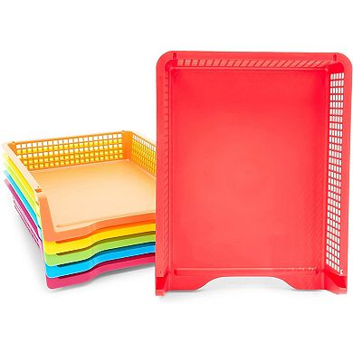 6 Rainbow Classroom Turn In Trays, Plastic Storage Baskets, 12.75*9.75*2.75 inch
