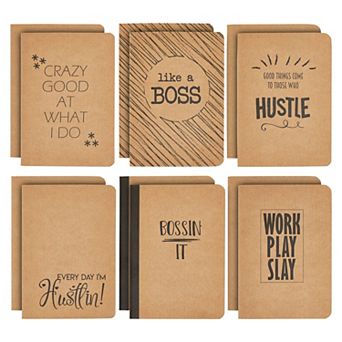 12 Pack Inspirational Kraft Journals, Lined Motivational Notebooks, 4 X 5.75 In