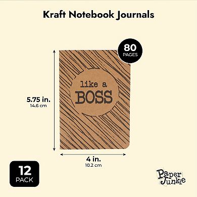 12 Pack Inspirational Kraft Journals, Lined Motivational Notebooks, 4 X 5.75 In