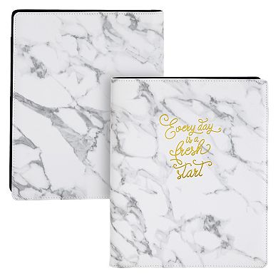 Marble And Gold Foil 3 Ring Binder With Clipboard, Resume Folder, 10.5 X 12.5 In