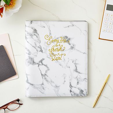 Marble And Gold Foil 3 Ring Binder With Clipboard, Resume Folder, 10.5 X 12.5 In