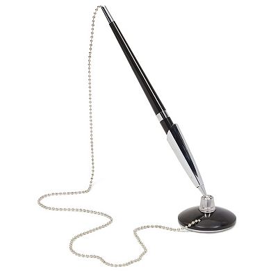 3 Pack Desk Pen With Chain For Business, Security Pen Holder (0.5mm) Black