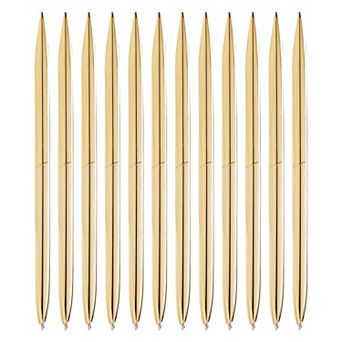 12 Pack Gold Ballpoint Pen Set, Black Ink Pens for School and Office, 6.4 In