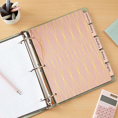 6 Pack 3 Ring Binder Dividers With 5-tabs, Pink And Black, 8.5 X 11 In