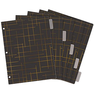 6 Pack 3 Ring Binder Dividers With 5-tabs, Pink And Black, 8.5 X 11 In