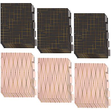 6 Pack 3 Ring Binder Dividers With 5-tabs, Pink And Black, 8.5 X 11 In