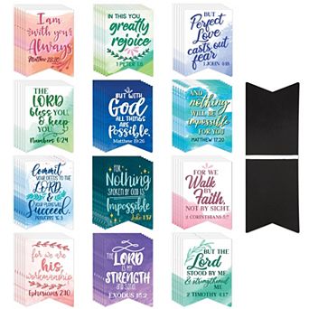 72 pc Christian Magnetic Bookmarks for Women, 12 Watercolor Designs, 1 x 1"