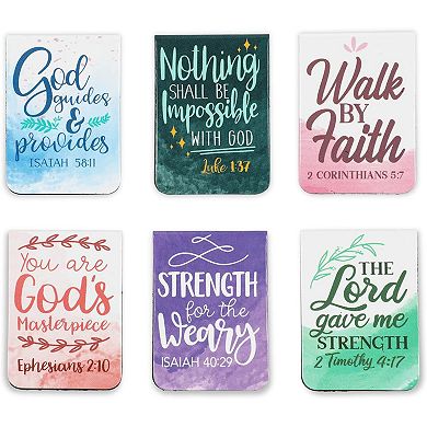 72 Pieces Christian Magnetic Bookmarks for Women, Small Religious Scripture Bible Verse Magnets, 12 Watercolor Designs (1 x 1 In)