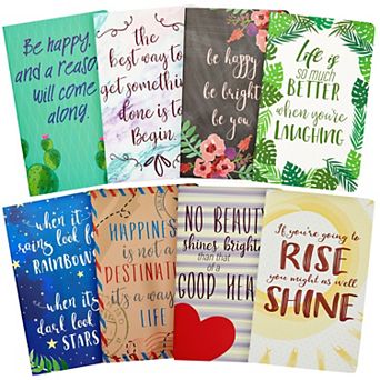 Set Of 8 Inspirational Notebooks, 5x8 Bulk Journals With Motivational Quotes