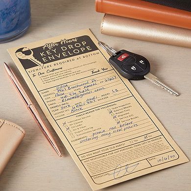 Key Drop Envelopes for After Hours Box, Car Mechanics (4.12 x 9.5 In, 200 Pack)