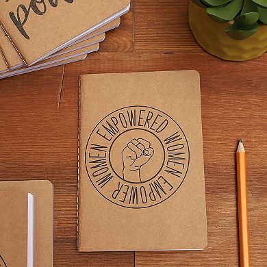12 Pack 6 Designs Junkie Women Empowerment Kraft Journals, 40 Lined Notebooks