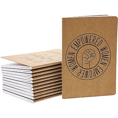 12 Pack 6 Designs Junkie Women Empowerment Kraft Journals, 40 Lined Notebooks