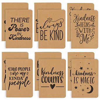 12 Pack Inspirational A6 Kraft Journal Notebooks Lined Paper, 5.75 x 4 x 0.1 In