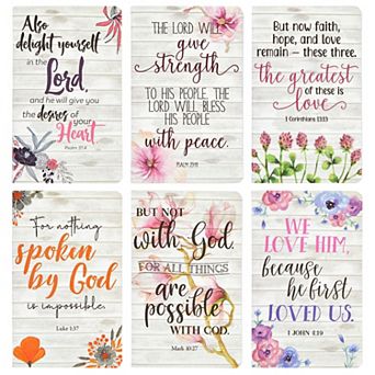6-pack Floral Themed Daily Prayer Journal For Women, Notebooks For Study, 5x8 In