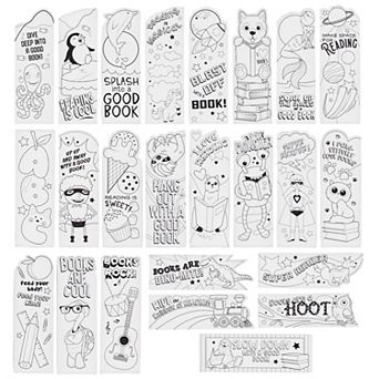 24 Pack Color Your Own Bookmarks For Kids, Students, Classroom Art, 24 Designs
