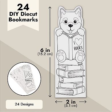 24 Pack Color Your Own Bookmarks For Kids, Students, Classroom Art, 24 Designs