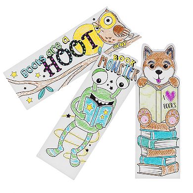 24 Pack Color Your Own Bookmarks For Kids, Students, Classroom Art, 24 Designs