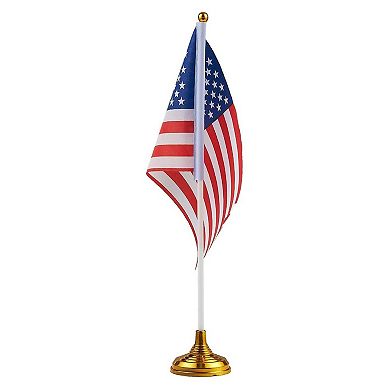 12 Pack Patriotic Mini American Flags with Stands for 4th of July Party, 8x5 in