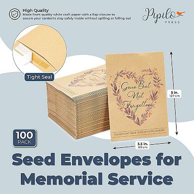 Seed Envelopes For Memorial Service, Gone But Not Forgotten (3.5 X 5 In, 100x)