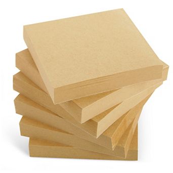 Juvale 6 Pack Kraft Paper Sticky Notes Set for School, 100 Sheets Per Pad, 3x3in